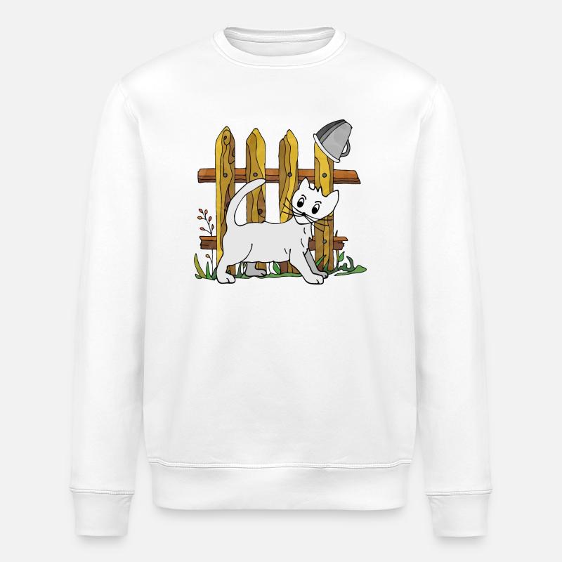 Katze - Stanley/Stella Unisex Bio-Sweatshirt ROLLER - Weiß