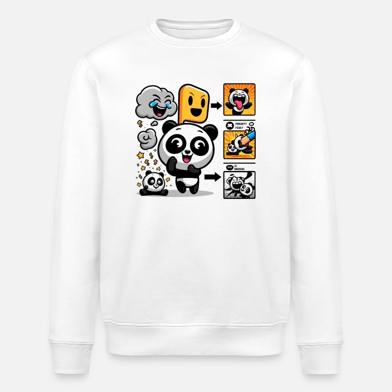 Drôles d’émotions de panda - Sweat bio ROLLER Stanley/Stella Unisexe - blanc