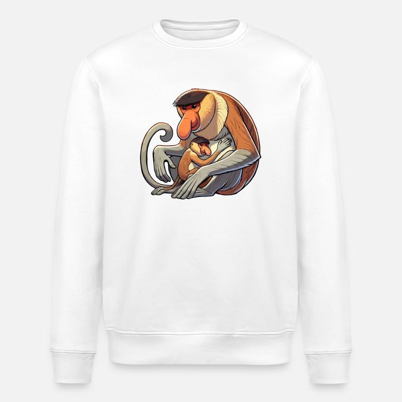 Trompe singe mère et enfant - Sweat bio ROLLER Stanley/Stella Unisexe - blanc