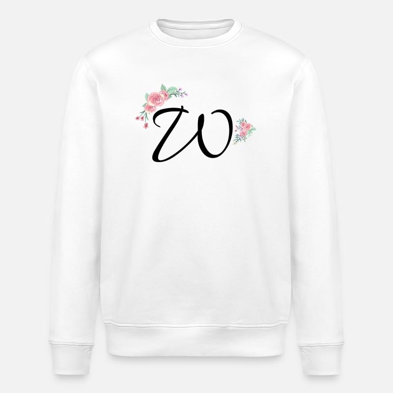 Lettre w fleurs - Sweat bio ROLLER Stanley/Stella Unisexe - blanc