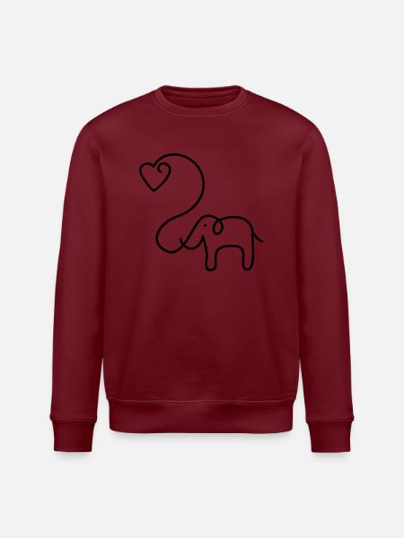 ELEPHANT with heart - Stanley/Stella ROLLER Unisex Organic Sweatshirt - white