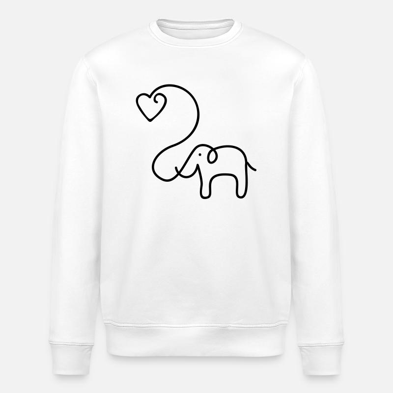 ÉLÉPHANT avec le coeur - Sweat bio ROLLER Stanley/Stella Unisexe - blanc