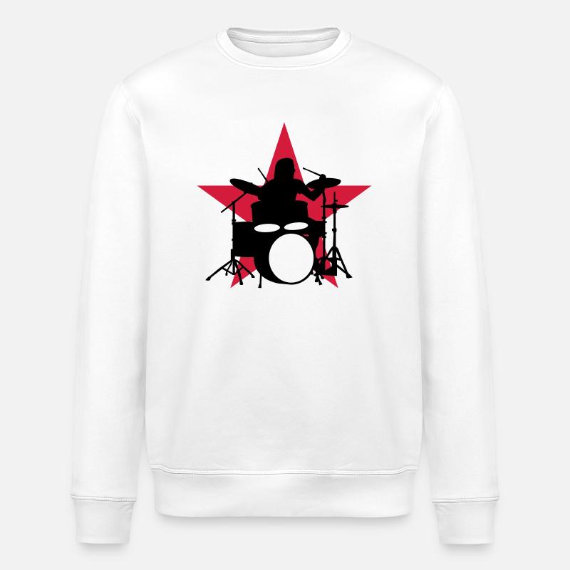 drummer_e_2c - Stanley/Stella ROLLER Unisex Organic Sweatshirt - white