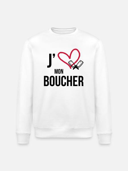 J'aime mon Boucher - Sweat bio ROLLER Stanley/Stella Unisexe - blanc