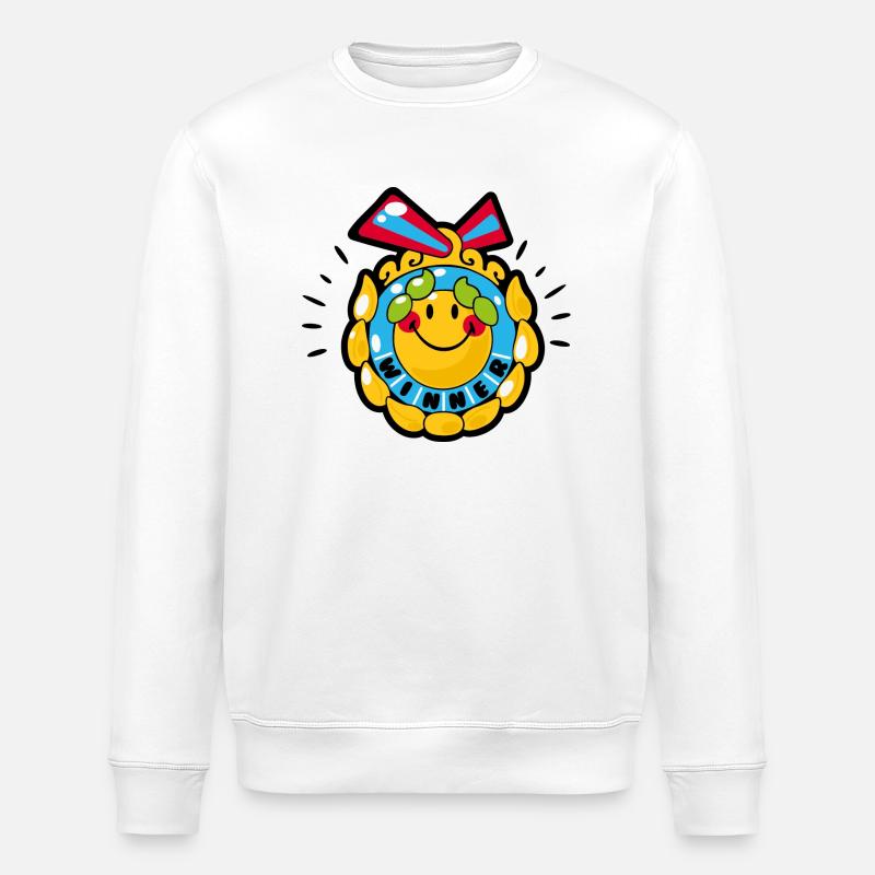 Smiley Winning Medal - Ekologisk sweatshirt ROLLER unisex från Stanley/Stella - vit