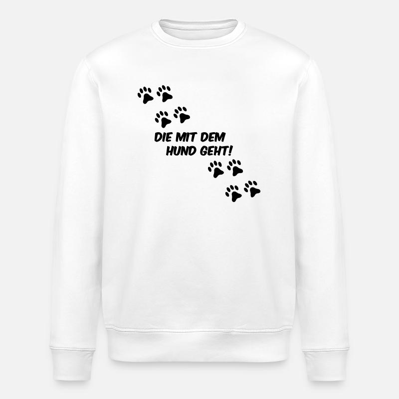 die_mit_dem_hund_geht_01 - Stanley/Stella Unisex Bio-Sweatshirt ROLLER - Weiß