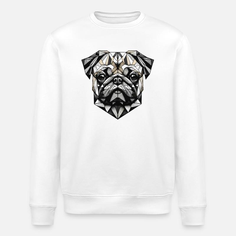 Mops Hund Geometrisch Geschenkidee - Stanley/Stella Unisex Bio-Sweatshirt ROLLER - Weiß