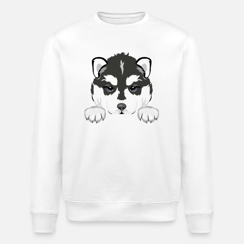 Chiot husky qui regarde - Sweat bio ROLLER Stanley/Stella Unisexe - blanc