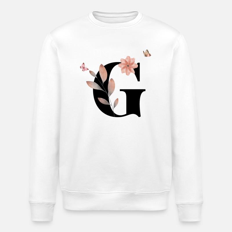 Buchstabe g Wildblumen Aquarelle - Stanley/Stella Unisex Bio-Sweatshirt ROLLER - Weiß