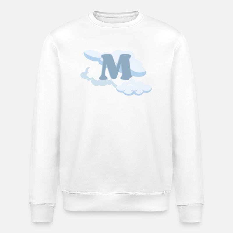 Lettre M Bleue - Sweat bio ROLLER Stanley/Stella Unisexe - blanc