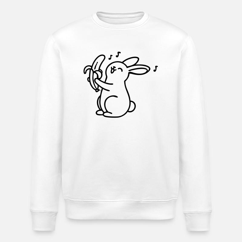 singender Hase mit Banane - Stanley/Stella Unisex Bio-Sweatshirt ROLLER - Weiß