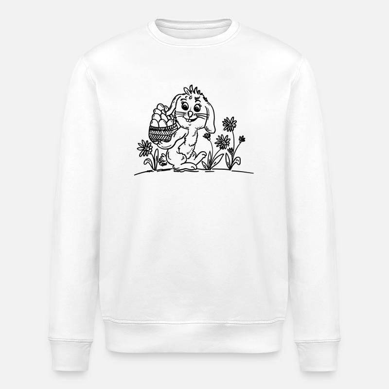 Cute bunny with Easter eggs - Stanley/Stella ROLLER Unisex Organic Sweatshirt - white