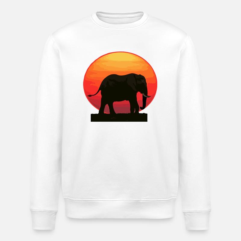 Eléphant au lever du soleil - Sweat bio ROLLER Stanley/Stella Unisexe - blanc