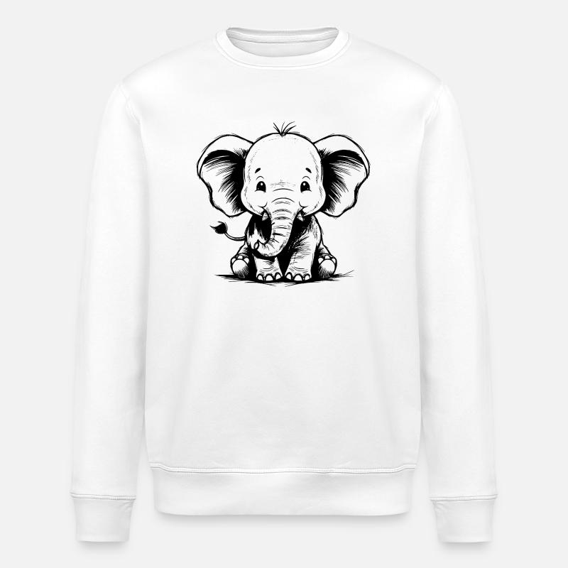 Niedlicher Elefant - Stanley/Stella Unisex Bio-Sweatshirt ROLLER - Weiß