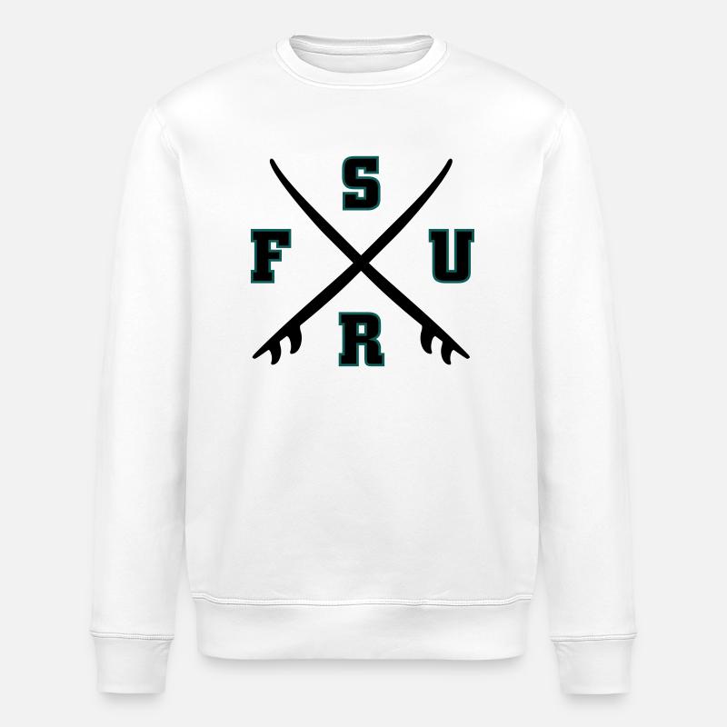 Surf Logo - Stanley/Stella ROLLER Unisex Organic Sweatshirt - white