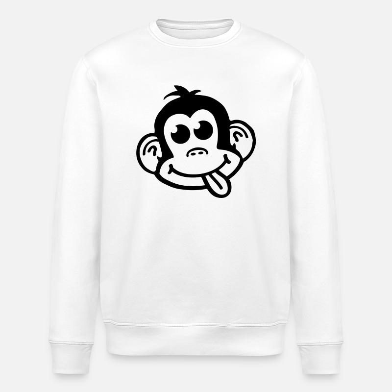 affe_crazy_smiley_a1 - Stanley/Stella Unisex Bio-Sweatshirt ROLLER - Weiß
