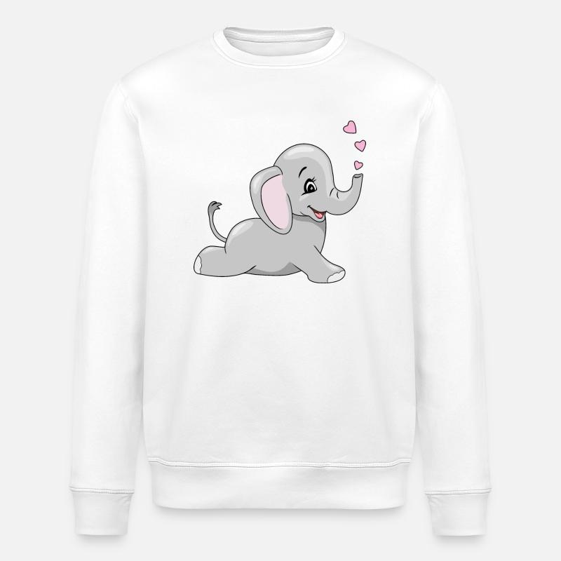 Couché heureux bébé éléphant - Sweat bio ROLLER Stanley/Stella Unisexe - blanc