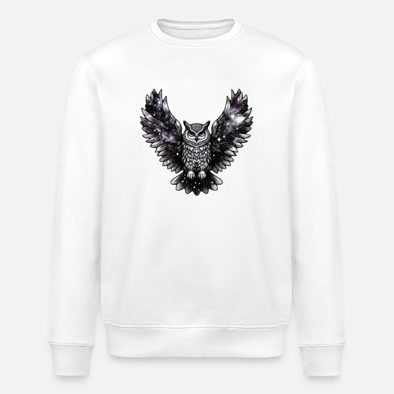 Kosmische Eule Majestät - Stanley/Stella Unisex Bio-Sweatshirt ROLLER - Weiß