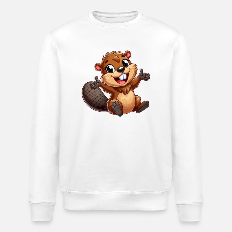 Beaver - Stanley/Stella ROLLER Unisex Organic Sweatshirt - white