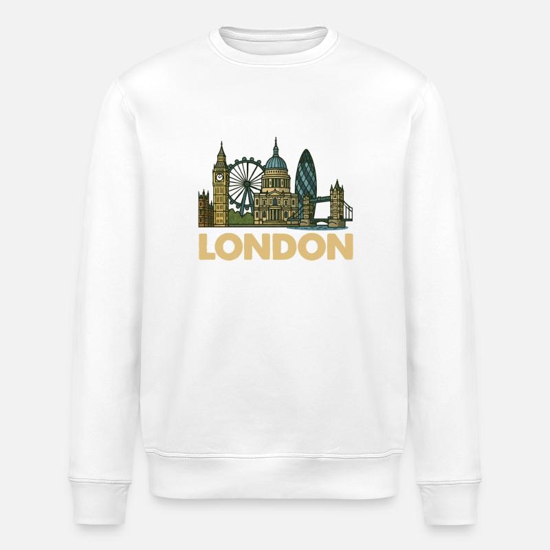 Skyline de Londres - Sweat bio ROLLER Stanley/Stella Unisexe - blanc