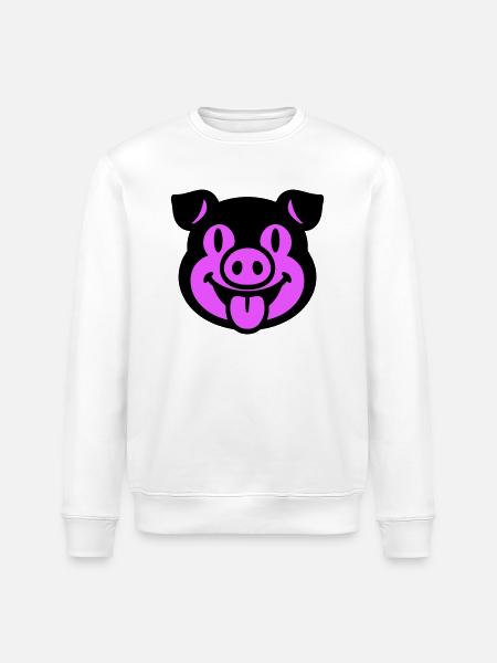 Piglet Pig Head - Stanley/Stella ROLLER Unisex Organic Sweatshirt - white