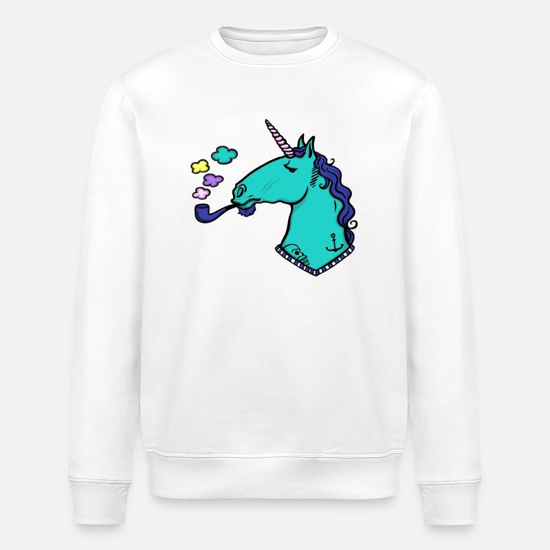 Einhorn + Pfeife + Tattoo - Stanley/Stella Unisex Bio-Sweatshirt ROLLER - Weiß