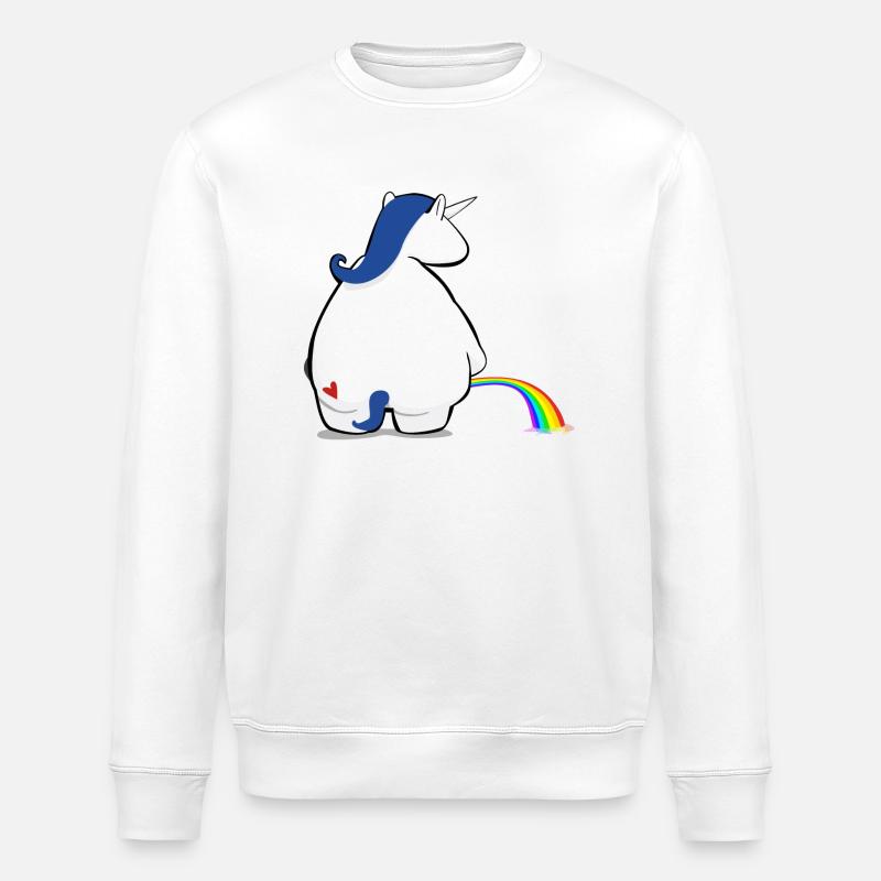 Regenbogen pinkelndes Einhorn - Stanley/Stella Unisex Bio-Sweatshirt ROLLER - Weiß