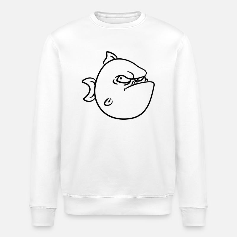 Evil grim fish - Stanley/Stella ROLLER Unisex Organic Sweatshirt - white