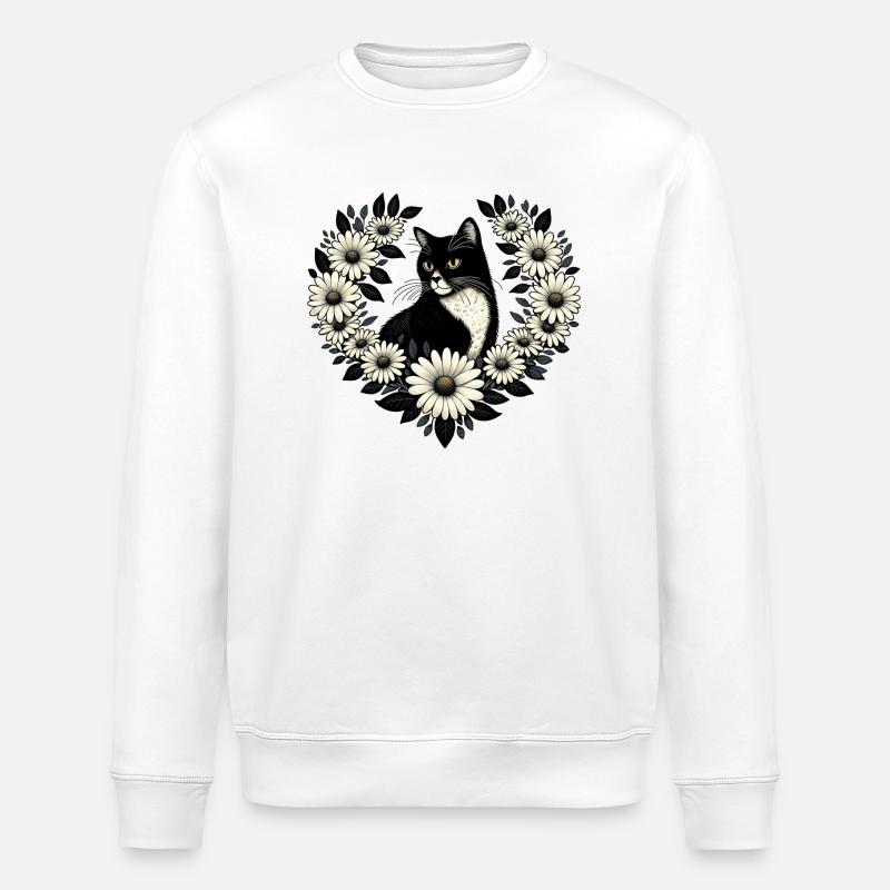 Tuxedo Cat Daisy - Sweat bio ROLLER Stanley/Stella Unisexe - blanc
