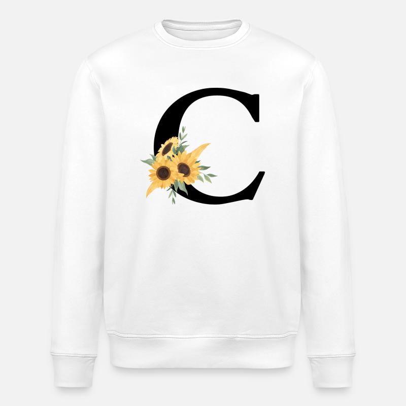 Buchstabe c Blumen-Sonnenblume - Stanley/Stella Unisex Bio-Sweatshirt ROLLER - Weiß