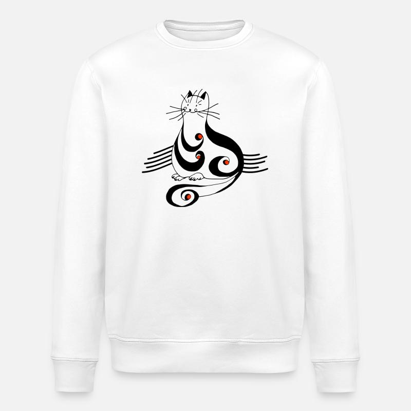 Cat - Stanley/Stella ROLLER Unisex Organic Sweatshirt - white