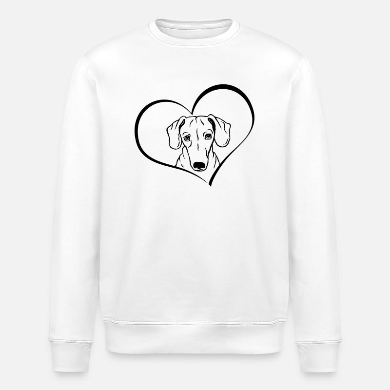Dackel im Herz - Stanley/Stella Unisex Bio-Sweatshirt ROLLER - Weiß