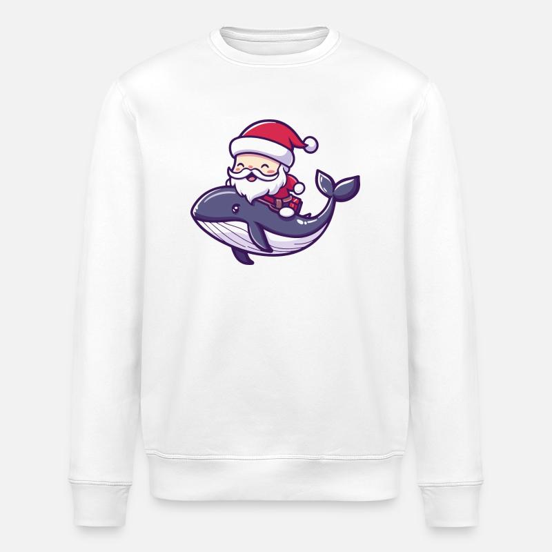 Wal Weihnachtsmann Cartoon - Stanley/Stella Unisex Bio-Sweatshirt ROLLER - Weiß