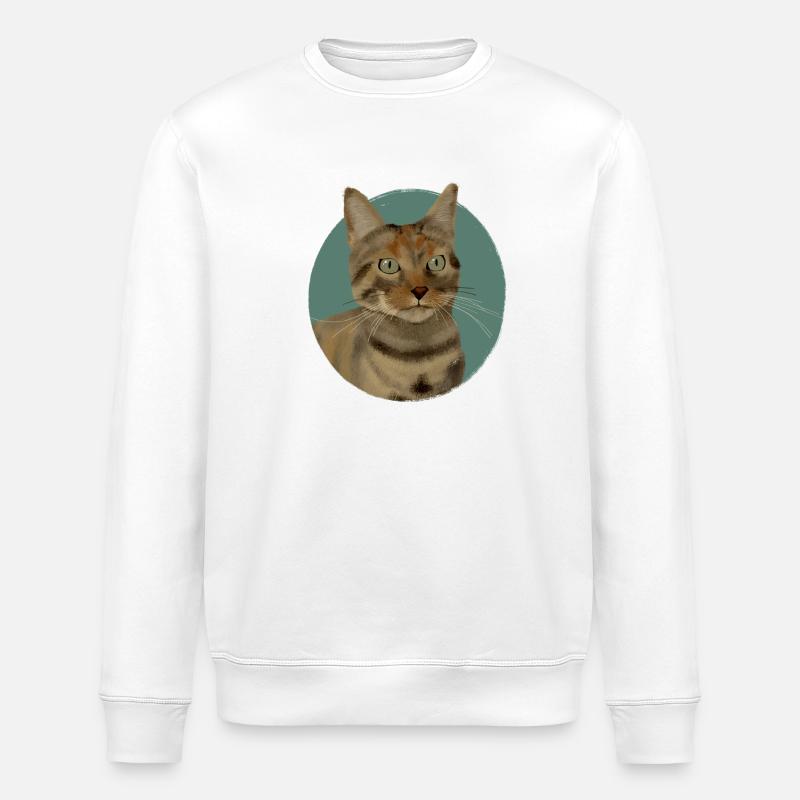 Braun getigerte Katze - Stanley/Stella Unisex Bio-Sweatshirt ROLLER - Weiß