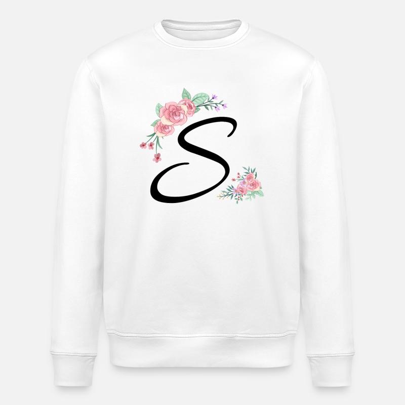 Lettre s fleurs - Sweat bio ROLLER Stanley/Stella Unisexe - blanc