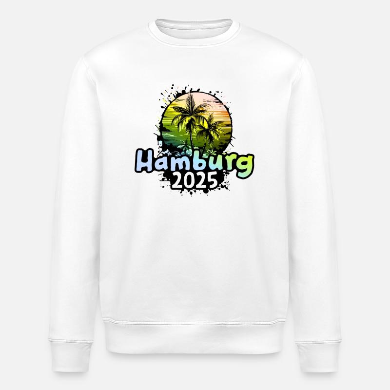 Hambourg 2025 Palmiers de Noël - Sweat bio ROLLER Stanley/Stella Unisexe - blanc