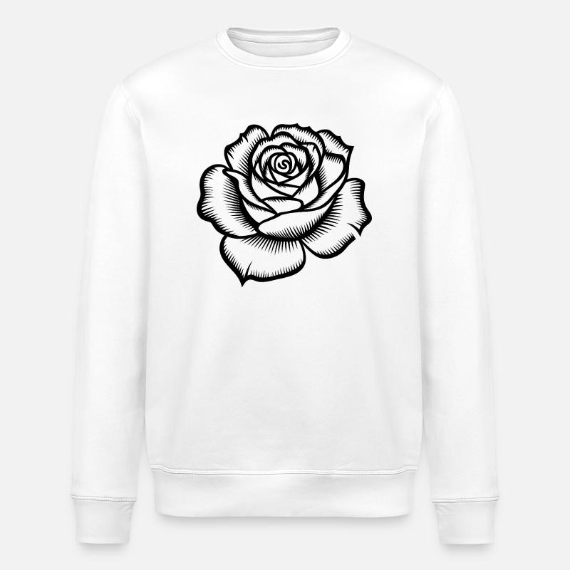 Rose - Logo botanique cool - Sweat bio ROLLER Stanley/Stella Unisexe - blanc
