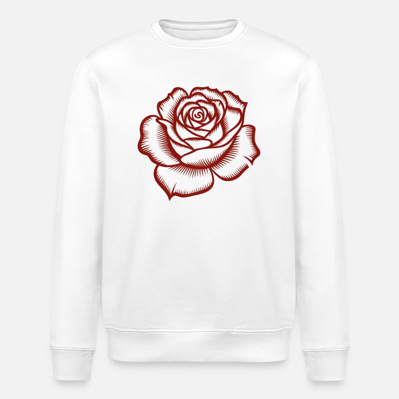 Rose - Logo botanique cool - Sweat bio ROLLER Stanley/Stella Unisexe - blanc