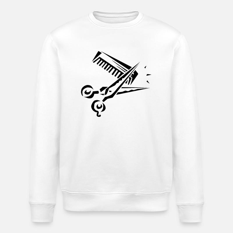 Sissors and comb - Stanley/Stella ROLLER Unisex Organic Sweatshirt - white