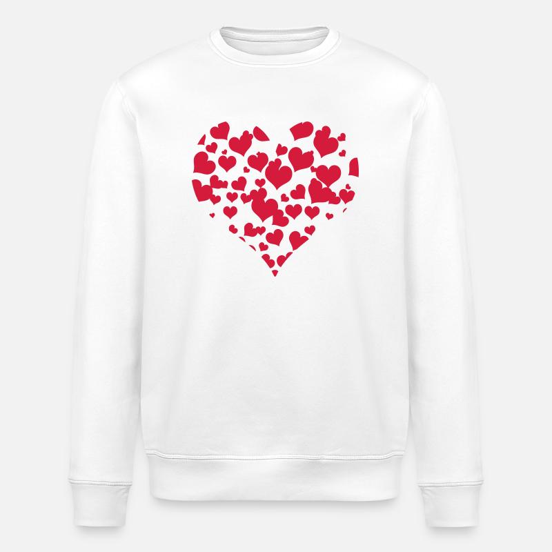 Coeur remplis de coeur aléatoirement - Sweat bio ROLLER Stanley/Stella Unisexe - blanc
