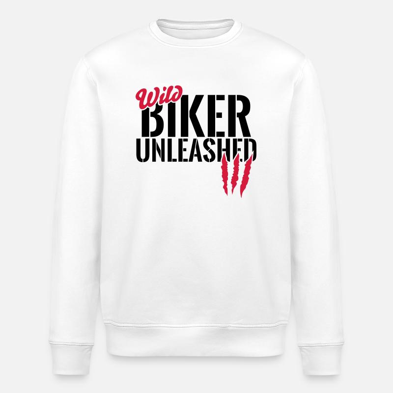 Wild biker unleashed - Stanley/Stella ROLLER Unisex Organic Sweatshirt - white