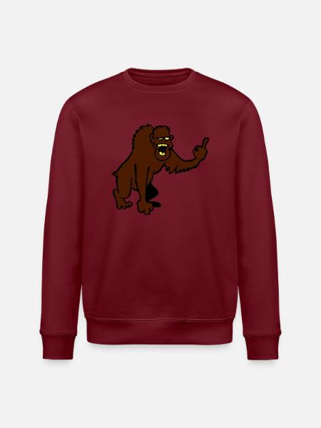 Monkey showing middle finger - Stanley/Stella ROLLER Unisex Organic Sweatshirt - white
