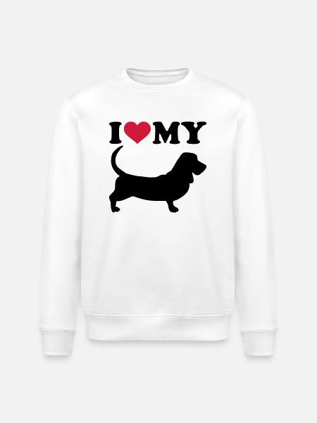Basset Hound - Stanley/Stella ROLLER Unisex Organic Sweatshirt - white