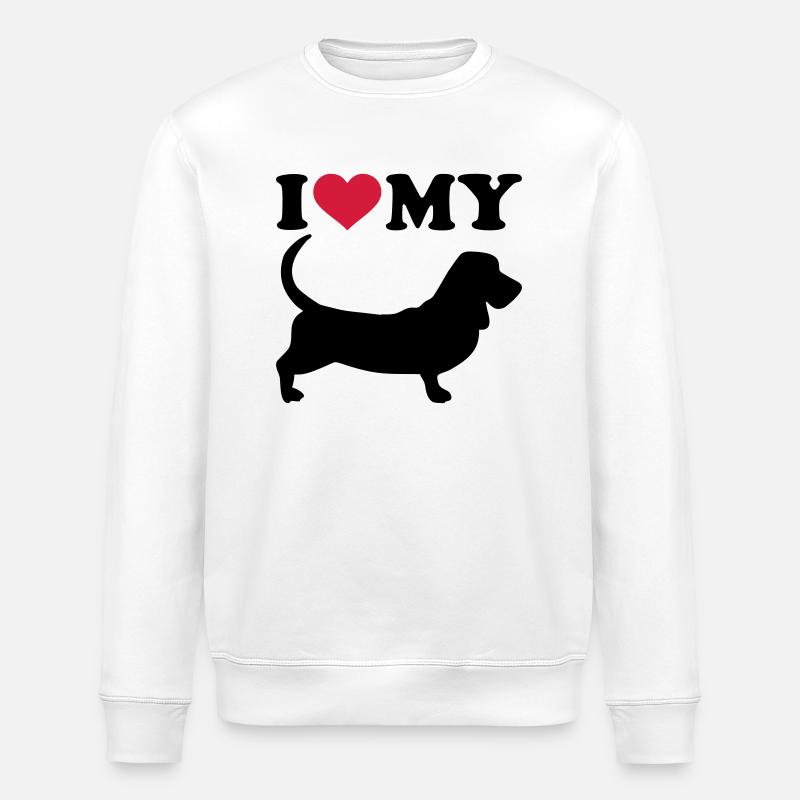 Basset Hound - Stanley/Stella Unisex Bio-Sweatshirt ROLLER - Weiß