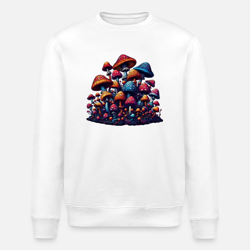 Psychedelic Mushroom Magic - Stanley/Stella ROLLER Unisex Organic Sweatshirt - white