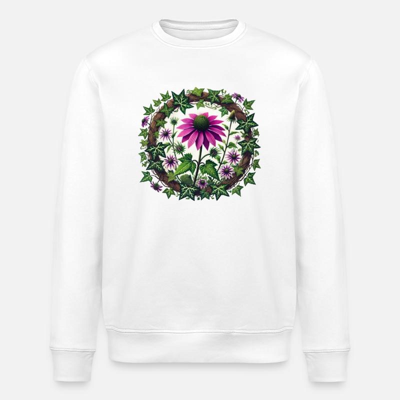 Lila Sonnenhut - Stanley/Stella Unisex Bio-Sweatshirt ROLLER - Weiß
