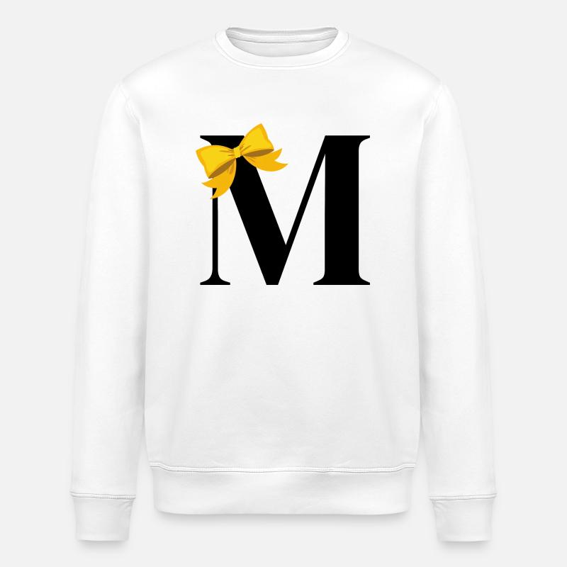 Letter m yellow bow - Stanley/Stella ROLLER Unisex Organic Sweatshirt - white