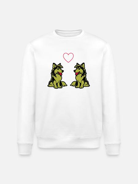 Dog Comic Dog Love - Stanley/Stella ROLLER Unisex Organic Sweatshirt - white
