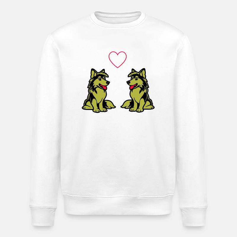 Dog Comic Dog Love - Stanley/Stella ROLLER Unisex Organic Sweatshirt - white