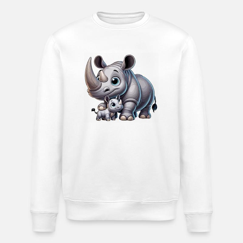 Mère rhinocéros avec enfant - Sweat bio ROLLER Stanley/Stella Unisexe - blanc